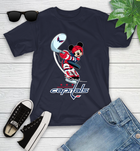 NHL Hockey Washington Capitals Cheerful Mickey Mouse Shirt Youth T-Shirt 3