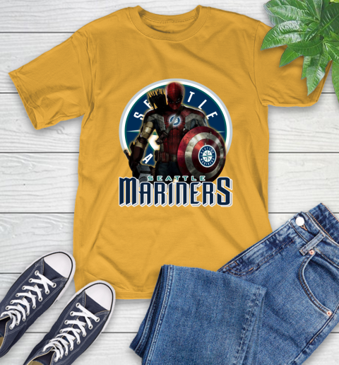MLB Captain America Thor Spider Man Hawkeye Avengers Endgame Baseball Seattle Mariners T-Shirt 3