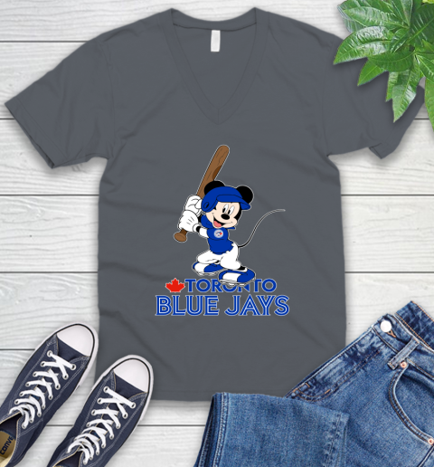MLB Baseball Toronto Blue Jays Cheerful Mickey Mouse Shirt V-Neck T-Shirt 5