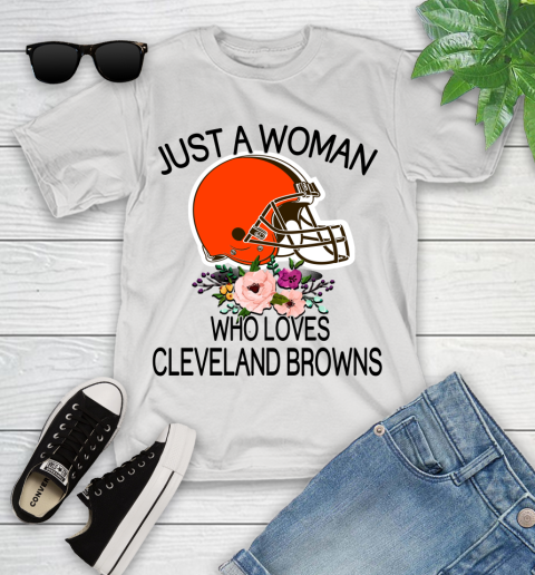 NFL Just A Woman Who Loves Cleveland Browns Football Sports Youth T-Shirt