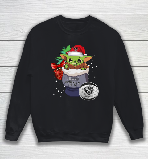 Brooklyn Nets Christmas Baby Yoda Star Wars Funny Happy NBA Sweatshirt
