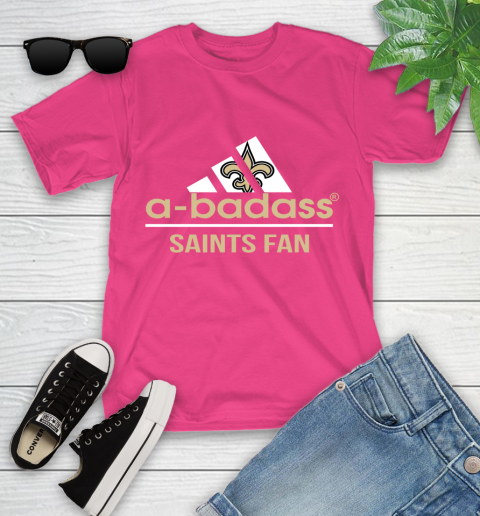 NFL A Badass New Orleans Saints Fan Adidas Football Sports Youth T-Shirt 11