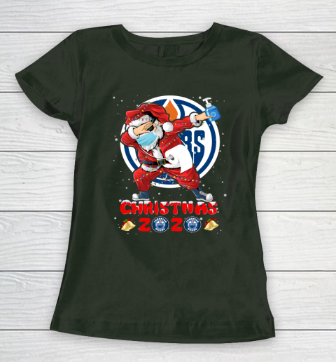 Edmonton Oilers Funny Santa Claus Dabbing Christmas 2020 NHL Women's T-Shirt 4