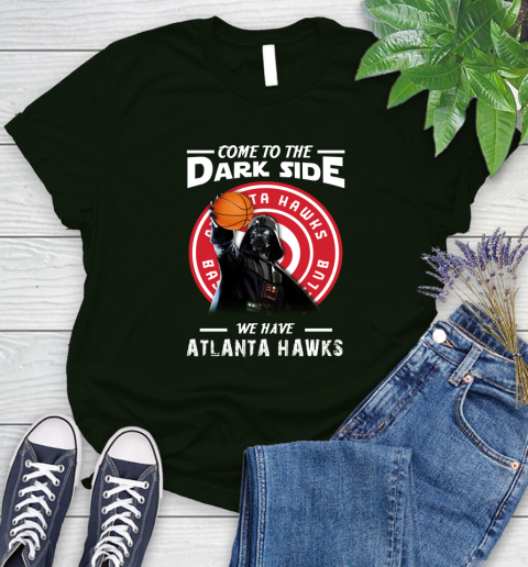 NBA Come To The Dark Side We Have Atlanta Hawks Star Wars Darth Vader Basketball Women's T-Shirt 6