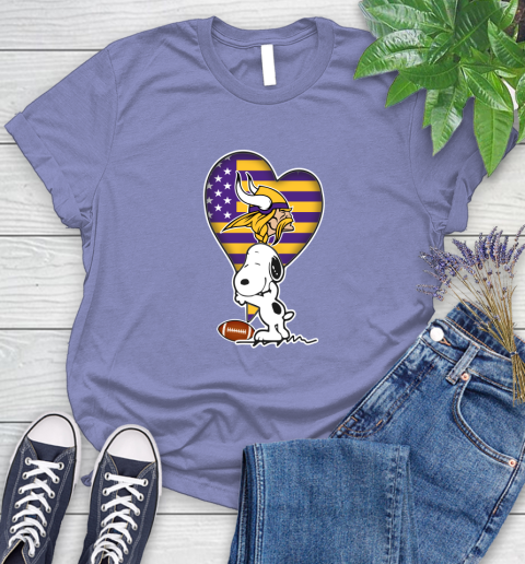 Minnesota Vikings NFL Football The Peanuts Movie Adorable Snoopy Women's T-Shirt 11