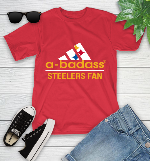 NFL A Badass Pittsburgh Steelers Fan Adidas Football Sports Youth T-Shirt 13