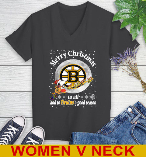 Boston Bruins Merry Christmas To All And To Bruins A Good Season NHL Hockey Sports Women's V-Neck T-Shirt 8