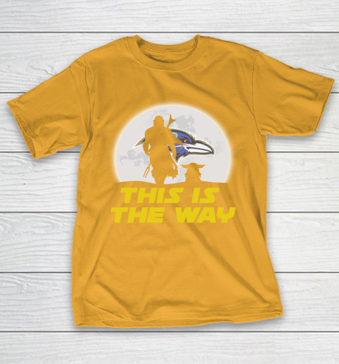 Baltimore Ravens NFL Football Star Wars Yoda And Mandalorian This Is The Way T-Shirt 2