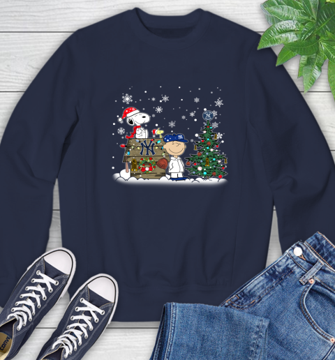 MLB New York Yankees Snoopy Charlie Brown Christmas Baseball Commissioner's Trophy Sweatshirt 2