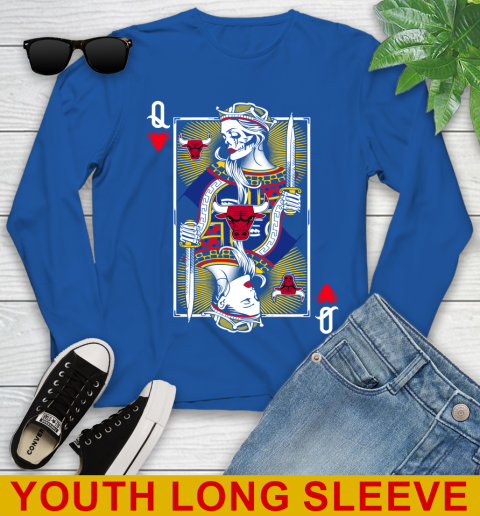 NBA Basketball Chicago Bulls The Queen Of Hearts Card Shirt Youth Long Sleeve 10