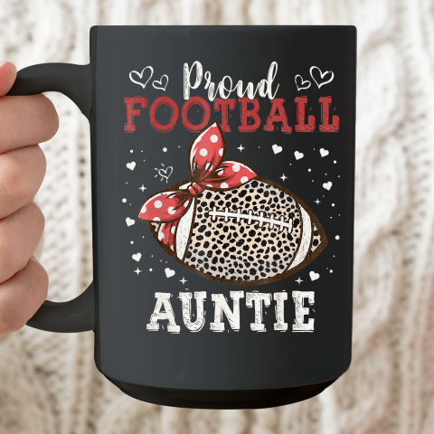 Proud Football Auntie Shirt Women Leopard Game Day Players Ceramic Mug 15oz