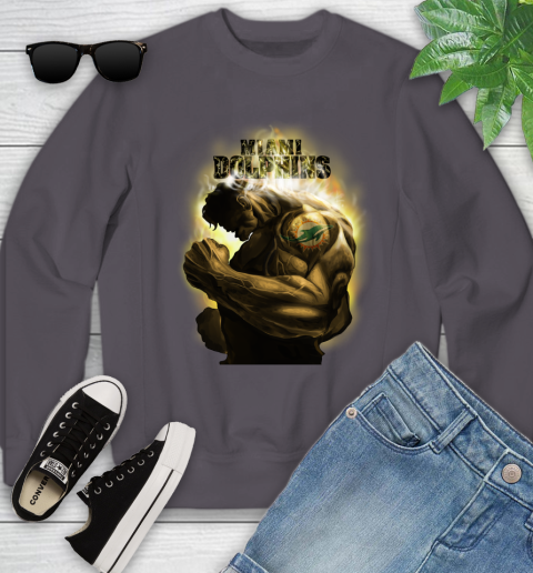 Miami Dolphins NFL Football Hulk Marvel Avengers Sports Youth Sweatshirt 5