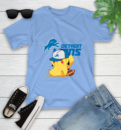 NFL Pikachu Football Sports Detroit Lions Youth T-Shirt 11