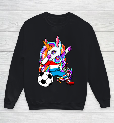 Dabbing Unicorn Luxembourg Soccer Fans Jersey Flag Football Youth Sweatshirt
