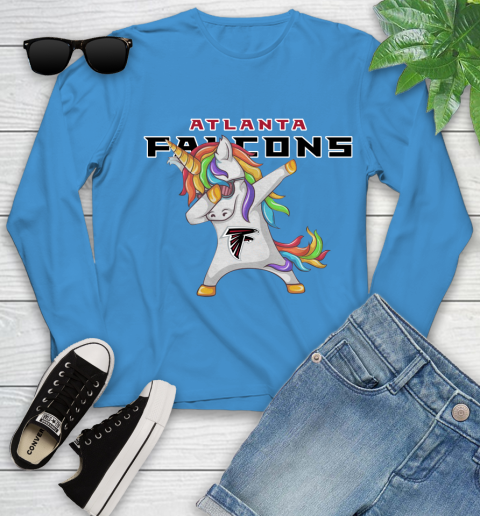 Atlanta Falcons NFL Football Funny Unicorn Dabbing Sports Youth Long Sleeve 7