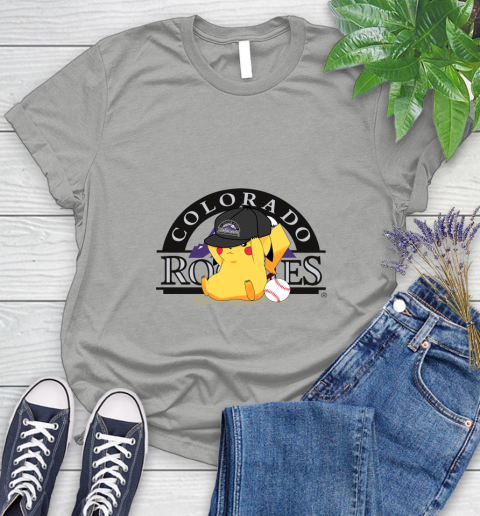 MLB Pikachu Baseball Sports Colorado Rockies Women's T-Shirt 10