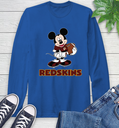 NFL Football Washington Redskins Cheerful Mickey Mouse Shirt Long Sleeve T-Shirt 10
