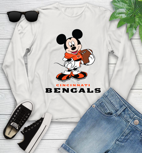 NFL Football Cincinnati Bengals Cheerful Mickey Mouse Shirt Youth Long Sleeve 12