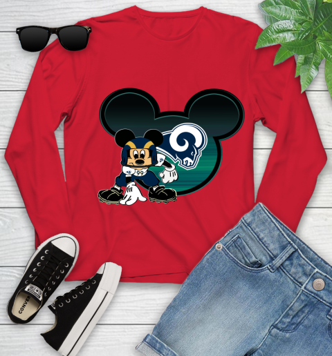 NFL Los Angeles Rams Mickey Mouse Disney Football T Shirt Youth Long Sleeve 11
