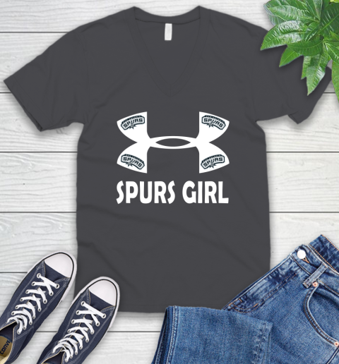 NBA San Antonio Spurs Girl Under Armour Basketball Sports V-Neck T-Shirt 4