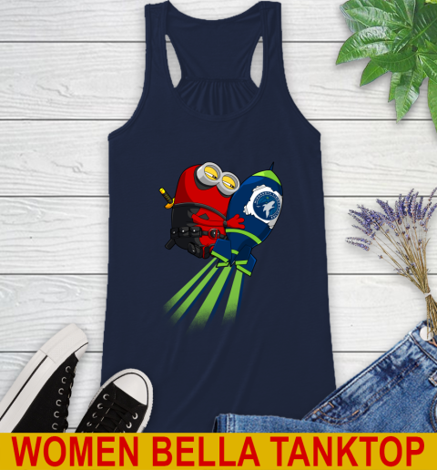 NBA Basketball Minnesota Timberwolves Deadpool Minion Marvel Shirt Racerback Tank 9