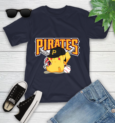 MLB Pikachu Baseball Sports Pittsburgh Pirates Youth T-Shirt 3