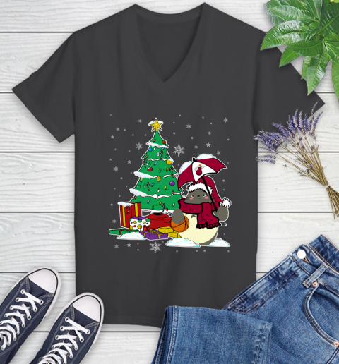 Miami Heat NBA Basketball Cute Tonari No Totoro Christmas Sports Women's V-Neck T-Shirt 8