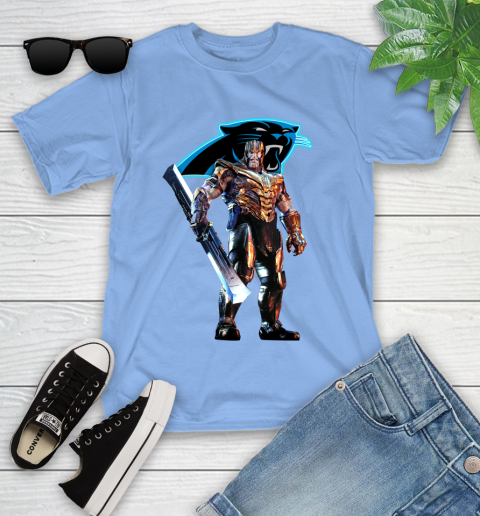 NFL Thanos Gauntlet Avengers Endgame Football Carolina Panthers Youth T-Shirt 11
