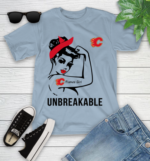 NHL Calgary Flames Girl Unbreakable Hockey Sports Youth T-Shirt 6