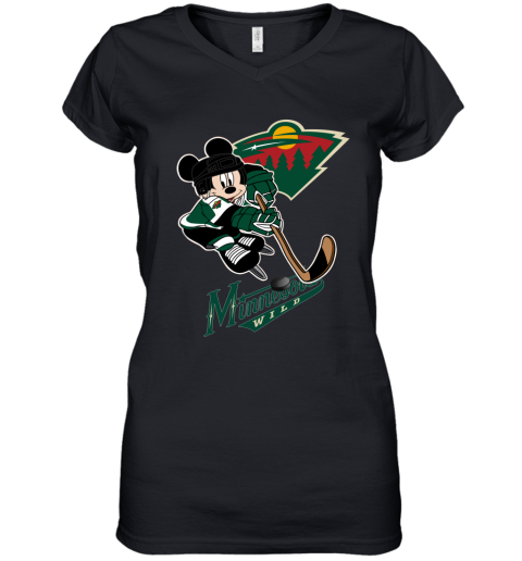 NHL Minnesota Wild Mickey Mouse Disney Hockey T Shirt MA14lEZy3Oz women v neck t shirt 39 95 151514 front black