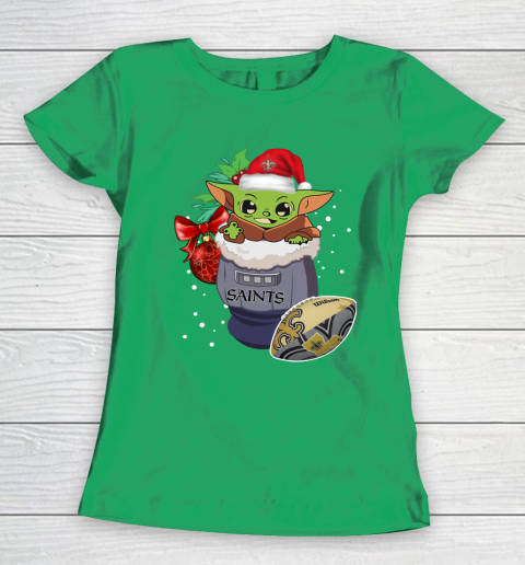 New Orleans Saints Christmas Baby Yoda Star Wars Funny Happy NFL Women's T-Shirt