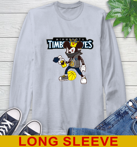 Minnesota Timberwolves NBA Basketball Mickey Peace Sign Sports Long Sleeve T-Shirt 6