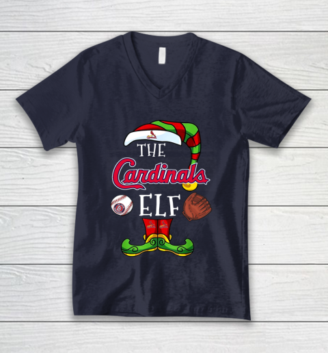 St.Louis Cardinals Christmas ELF Funny MLB V-Neck T-Shirt 2