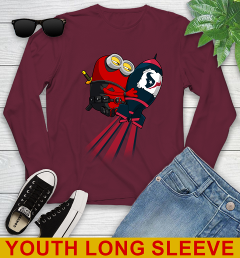 NFL Football Houston Texans Deadpool Minion Marvel Shirt Youth Long Sleeve 6