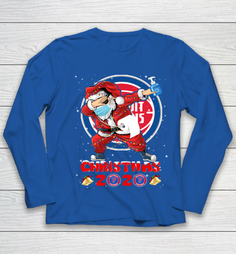 Detroit Pistons Funny Santa Claus Dabbing Christmas 2020 NBA Youth Long Sleeve 7