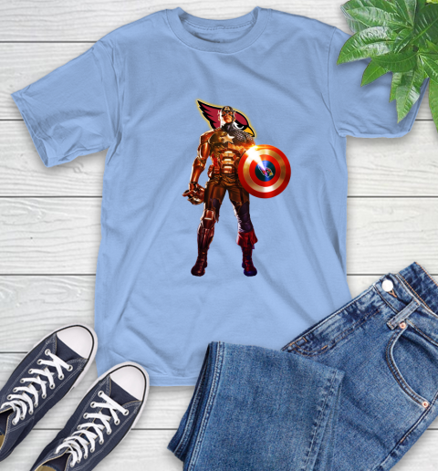NFL Captain America Marvel Avengers Endgame Football Sports Arizona Cardinals T-Shirt 11