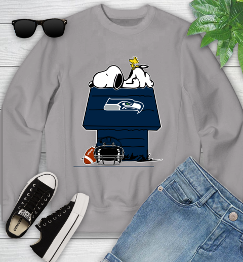 Seattle Seahawks NFL Football Snoopy Woodstock The Peanuts Movie Youth Sweatshirt 4