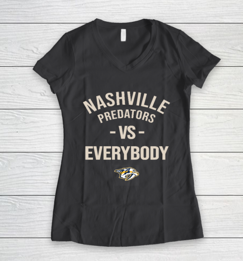 Nashville Predators Vs Everybody Women's V-Neck T-Shirt 6