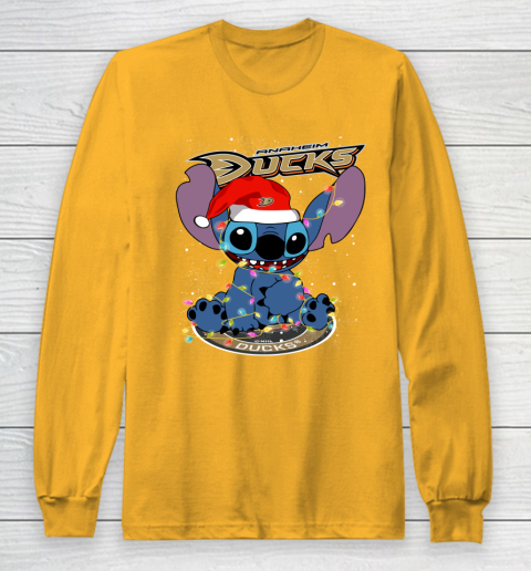 Anaheim Ducks NHL Hockey noel stitch Christmas Long Sleeve T-Shirt 2