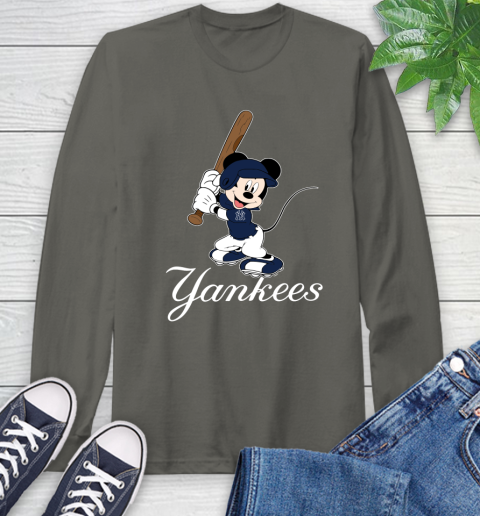 MLB Baseball New York Yankees Cheerful Mickey Mouse Shirt Long Sleeve T-Shirt 9