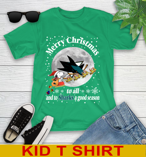 San Jose Sharks Merry Christmas To All And To Sharks A Good Season NHL Hockey Sports Youth T-Shirt 7
