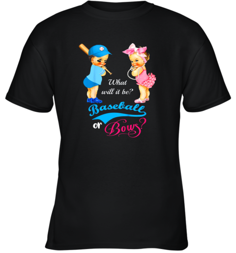 Cute Baseball or Bows Gender Reveal Youth T-Shirt
