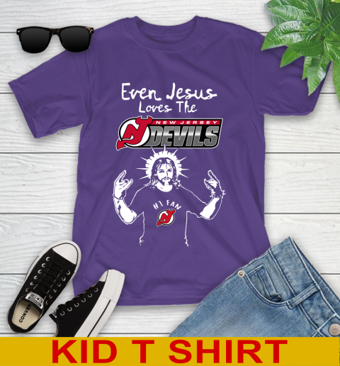 New Jersey Devils NHL Hockey Even Jesus Loves The Devils Shirt Youth T-Shirt 3