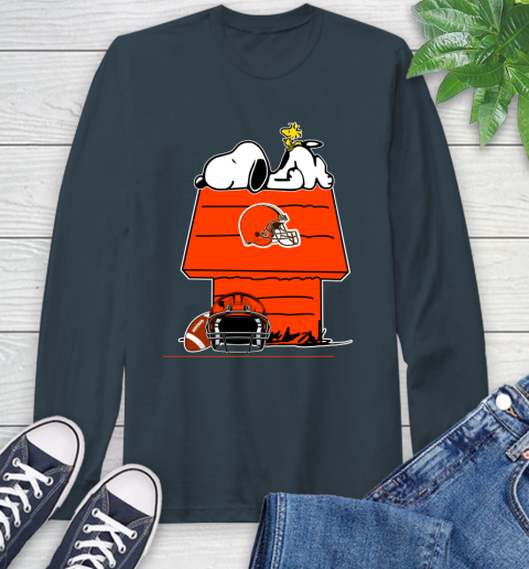 Cleveland Browns NFL Football Snoopy Woodstock The Peanuts Movie Long Sleeve T-Shirt 8