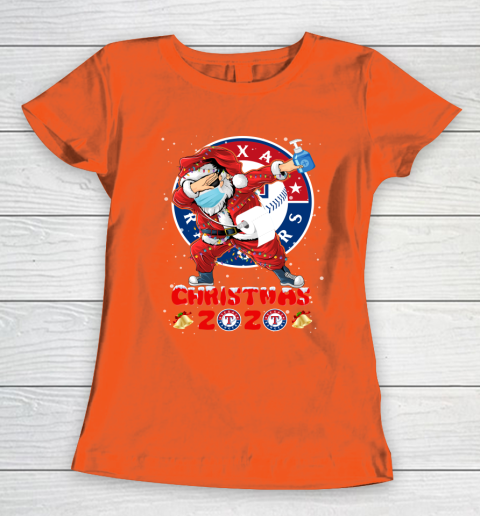 Texas Rangers Funny Santa Claus Dabbing Christmas 2020 MLB Women's T-Shirt 3