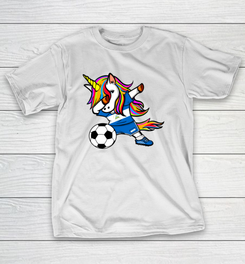 Dabbing Unicorn Nicaragua Football Nicaragua Flag Soccer T-Shirt