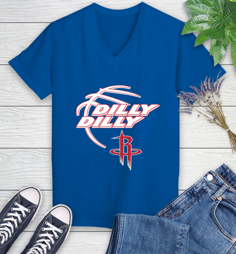 NBA Houston Rockets Dilly Dilly Basketball Sports Women's V-Neck T-Shirt 10