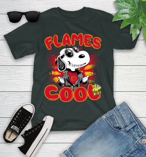 NHL Hockey Calgary Flames Cool Snoopy Shirt Youth T-Shirt 5
