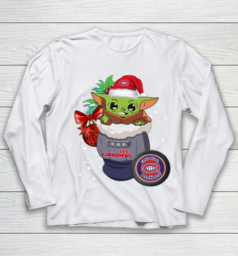 Montreal Canadiens Christmas Baby Yoda Star Wars Funny Happy NHL Youth Long Sleeve 2