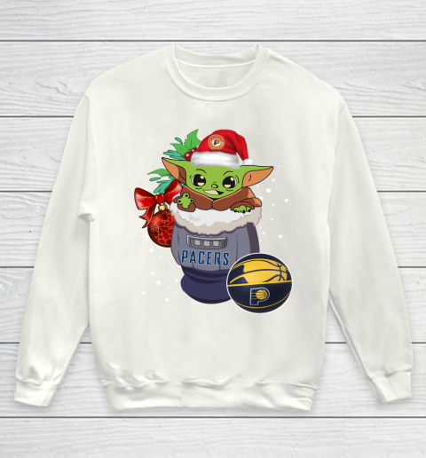 Indiana Pacers Christmas Baby Yoda Star Wars Funny Happy NBA Youth Sweatshirt 2